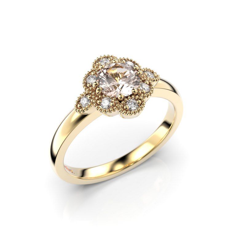 Festive Little Lotus Diamant Ring / Morganit 14-541-058M-KK-HSI1