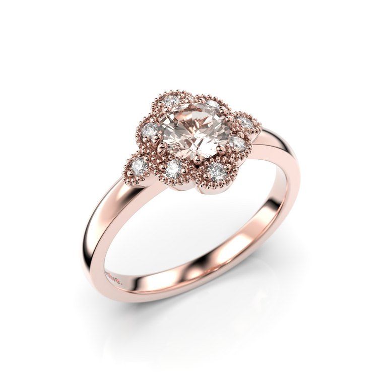 Festive Little Lotus Diamant Ring / Morganit 14-541-058M-PK-HSI1