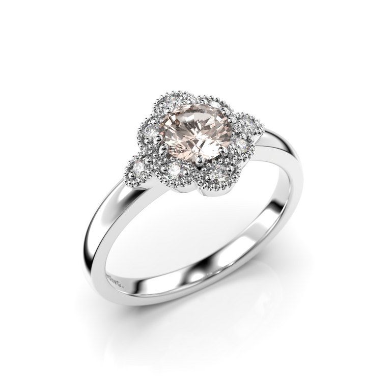 Festive Little Lotus Diamant Ring / Morganit 14-541-058M-VK-HSI1