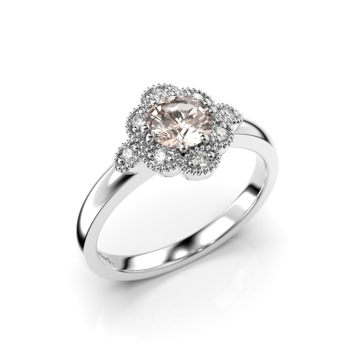 Festive Little Lotus Morganiitti timanttisormus, platina 541-058M-PT