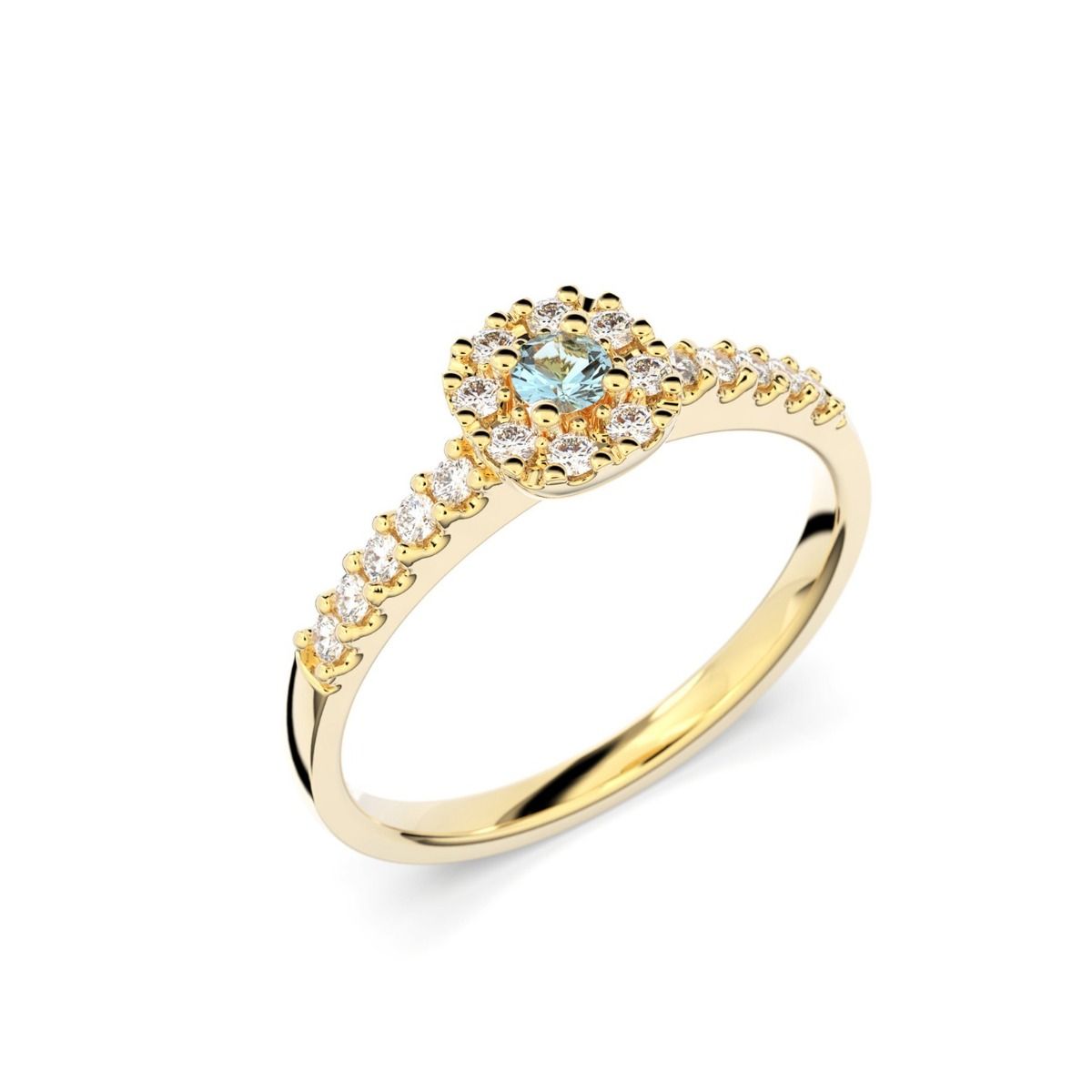 Festive Jasmin Akvamariini timanttisormus, keltakulta 561-025A-KK