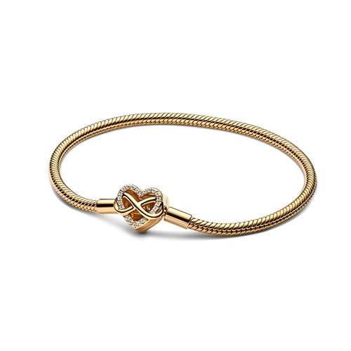 Pandora 14K Gold-Plated Infinity Heart Clasp Snake Chain Armband (17 cm) 563758C01
