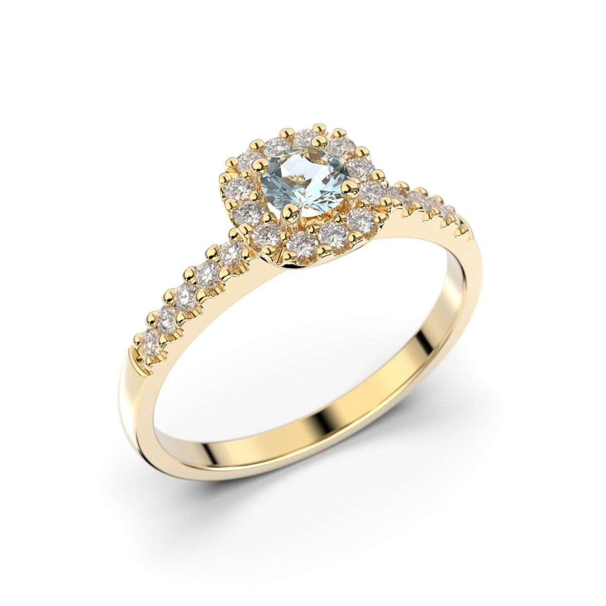 Festive Janette Akvamariini timanttisormus, keltakulta 566-040A-KK