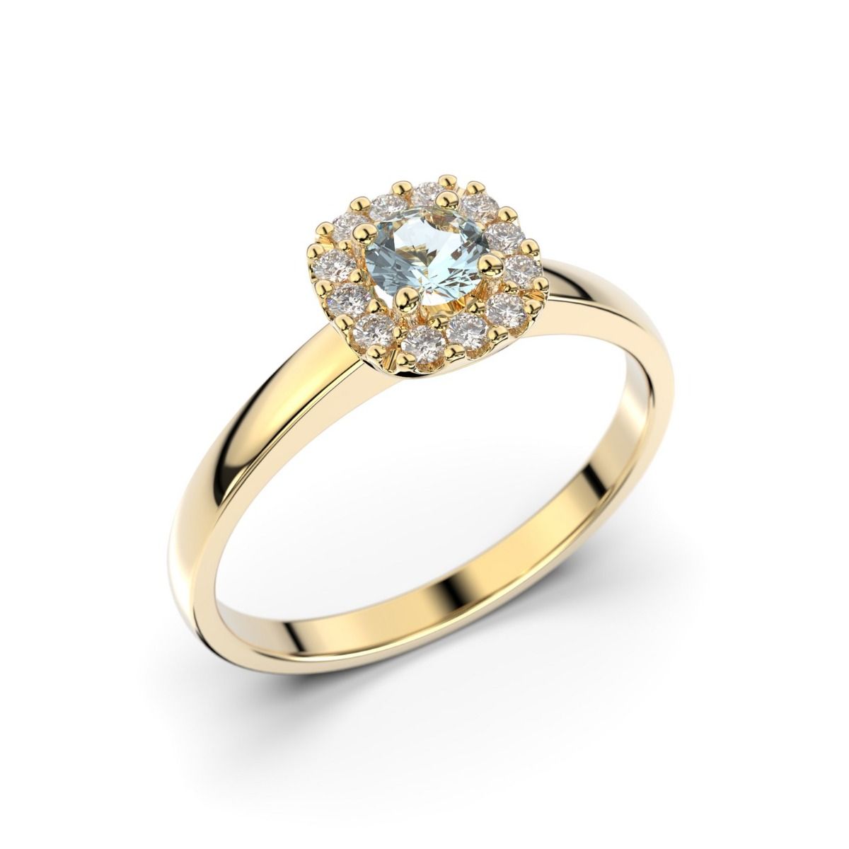 Festive Janette Akvamariini timanttisormus, keltakulta 567-030A-KK