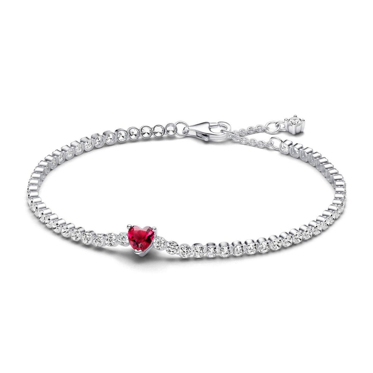 Pandora Red Sparkling Heart Tennis Armband 18 cm 590041C02