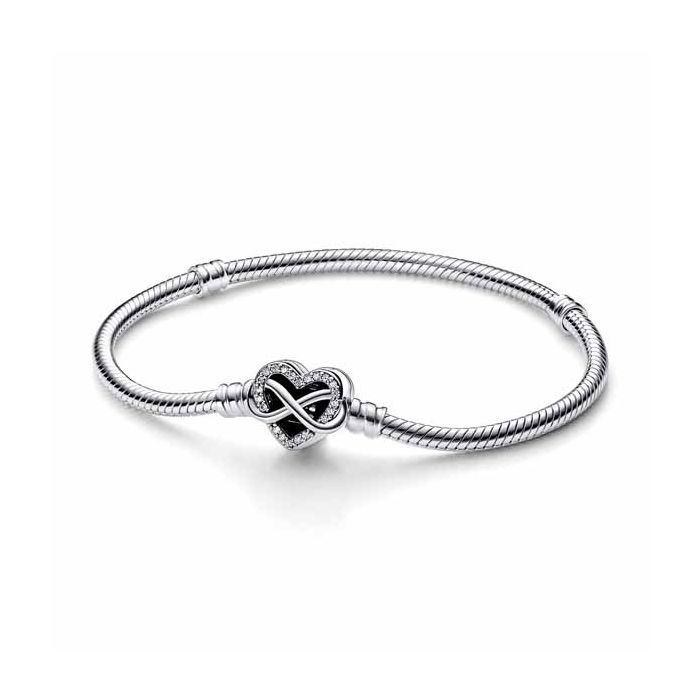 Pandora Moments Sparkling Infinity Heart Clasp Snake Chain Armband 16 cm 592645C01