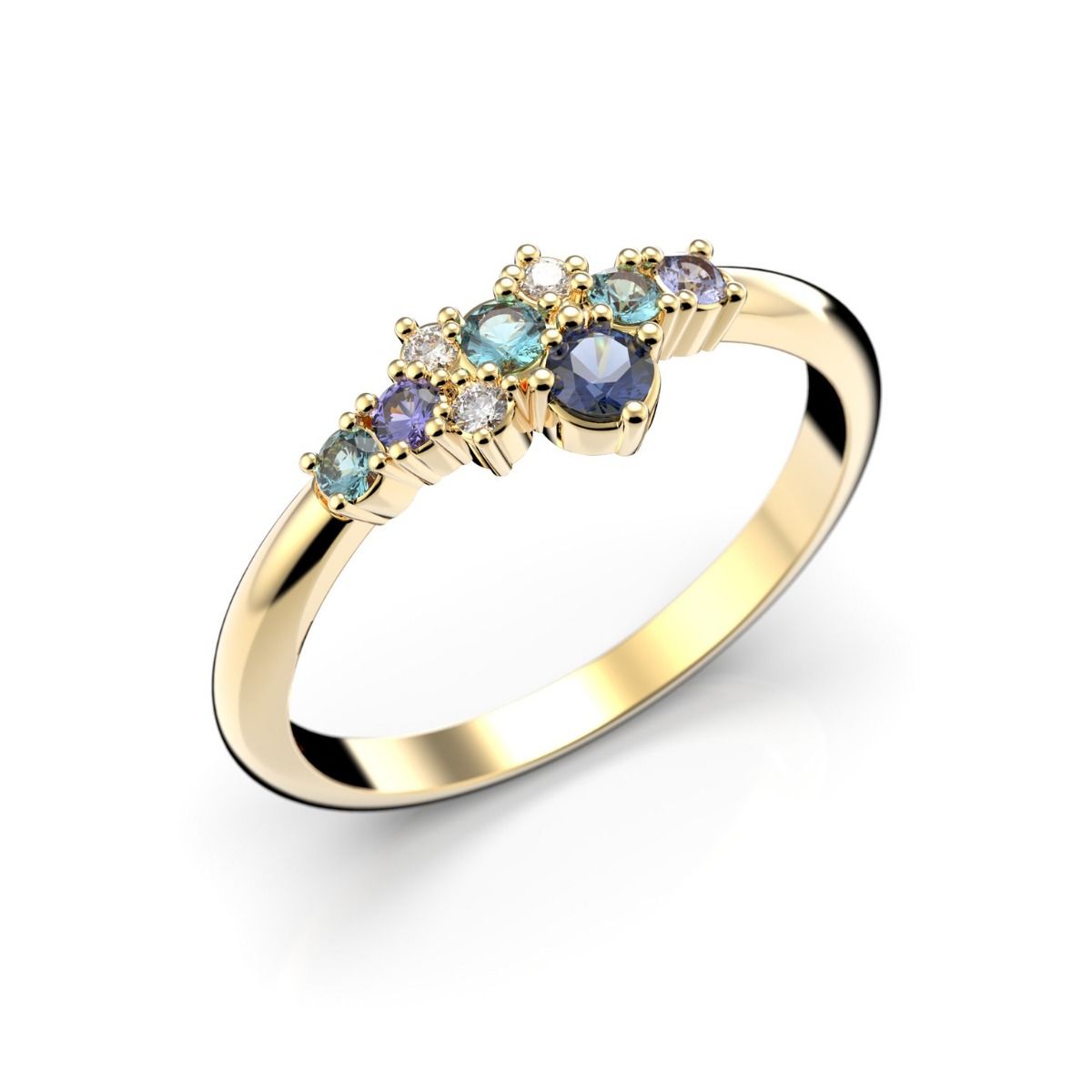 Festive Nelly Blue timanttisormus, keltakulta 609-019B-KK