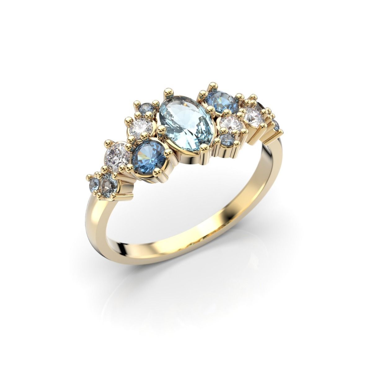 Festive Natasha Blue timanttisormus, keltakulta 610-100B-KK