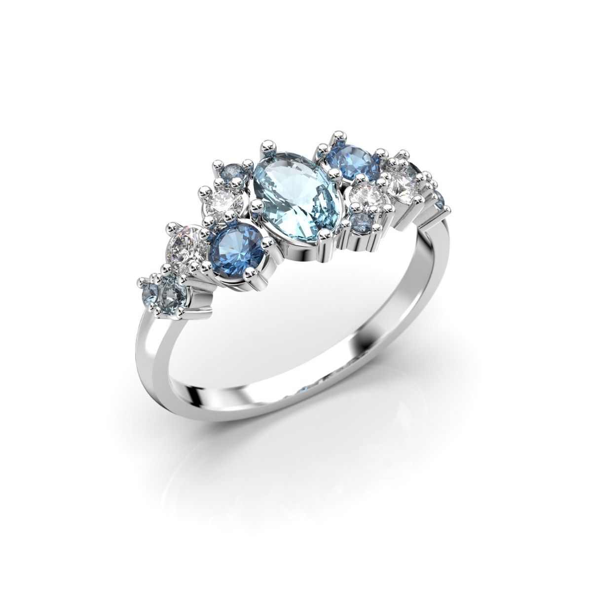 Festive Natasha Blue timanttisormus, platina 610-100B-PT