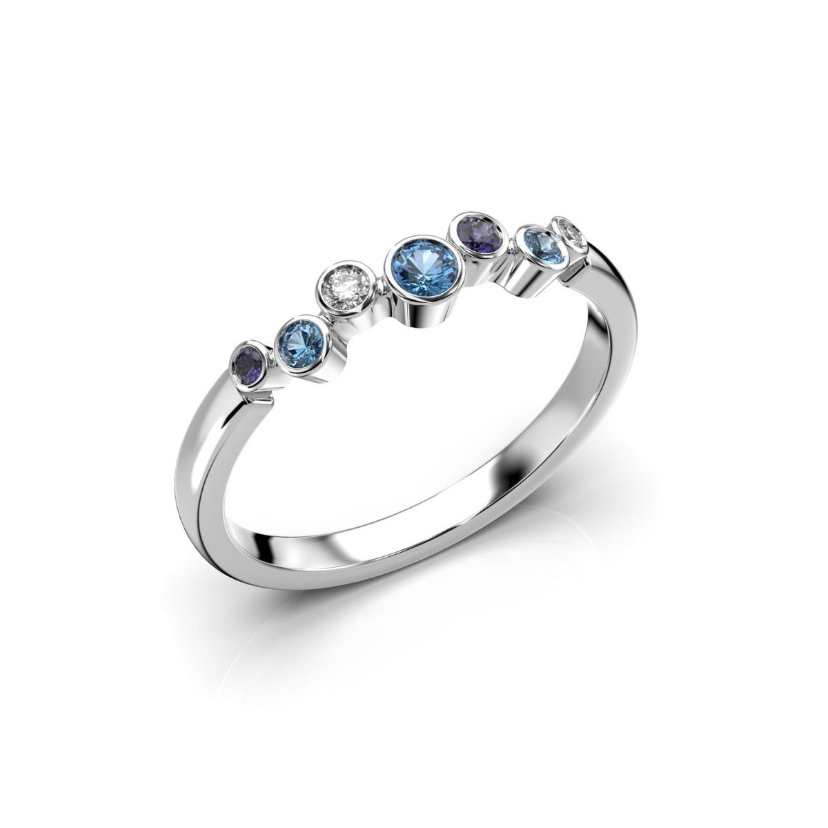 Festive Drop Blue timanttisormus, platina 644-015B-PT