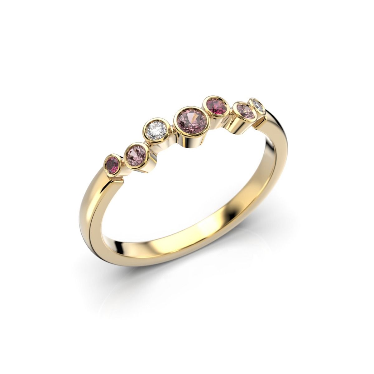 Festive Drop Pink timanttisormus, keltakulta 644-015P-KK