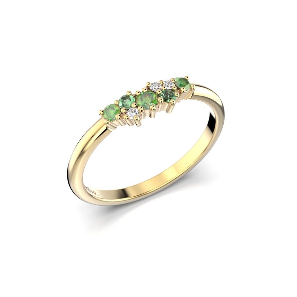 Festive Nadja Green timanttisormus, keltakulta 650-018G-KK
