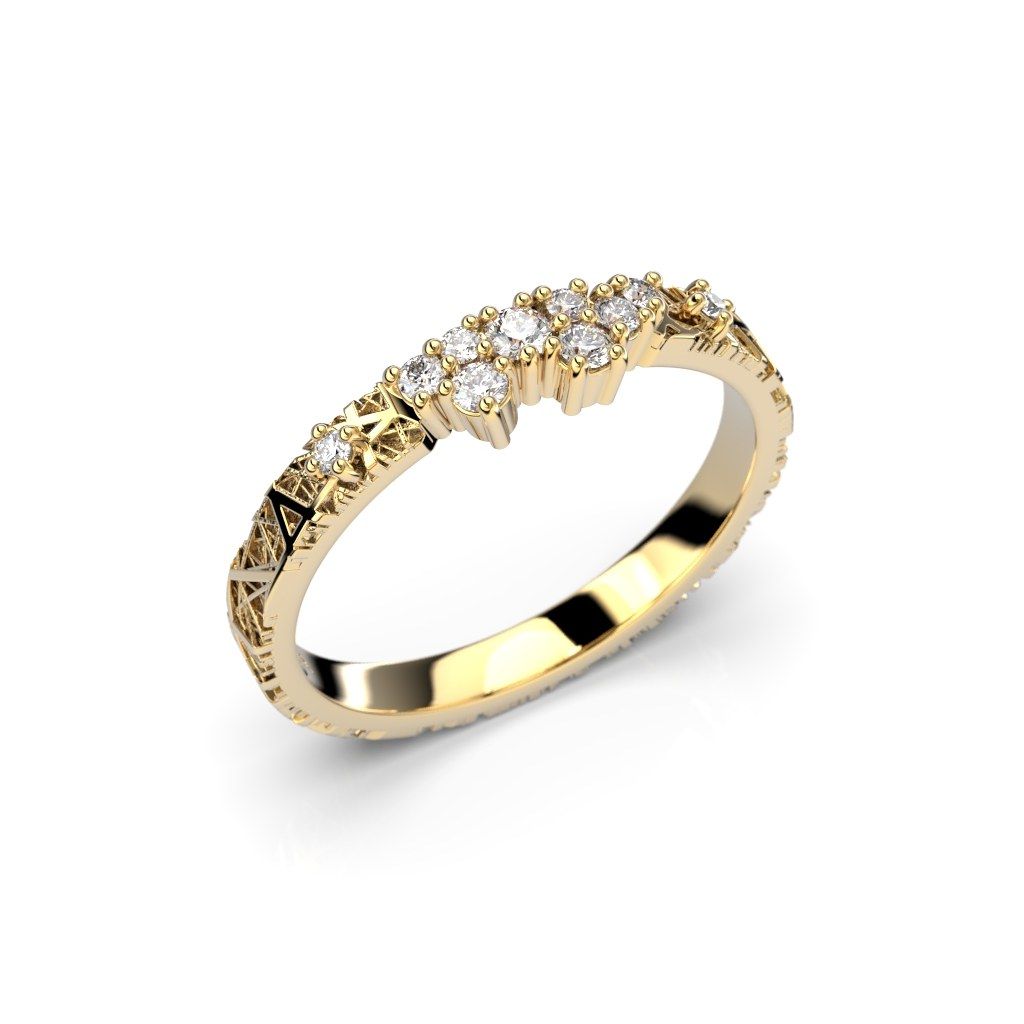 Festive Routa Rakka Sivu timanttisormus, keltakulta 666-015-KK