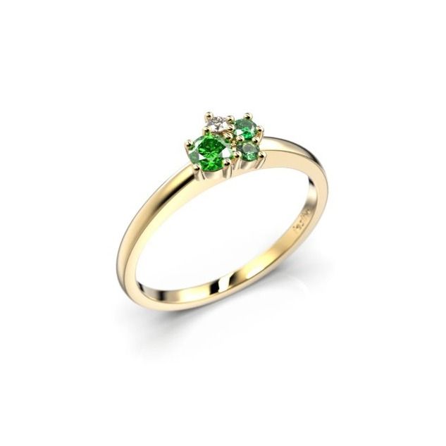 Festive Nadja Bloom Green timanttisormus, keltakulta 691-017G-KK