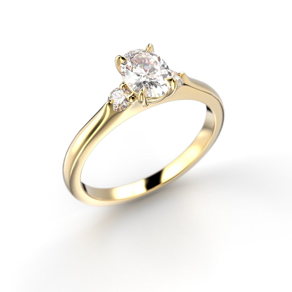 Festive Megan Oval timanttisormus, keltakulta 709-064-KK