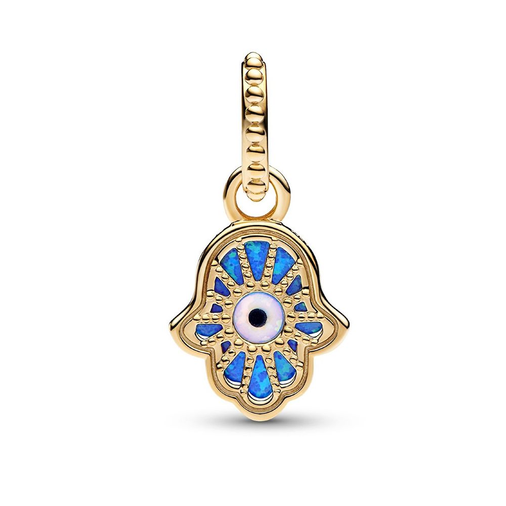 Pandora Moments Opalescent Blue Hamsa Hand Dangle Charm 762699C01