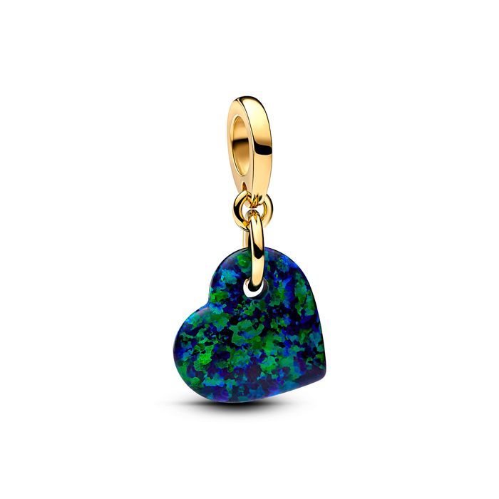 Pandora Opalescent Green Heart Dangle Charme 763348C01
