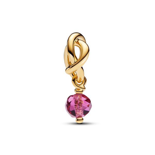 Pandora Faceted Pink Eternity Circle Dangle Charme 763462C10 / October