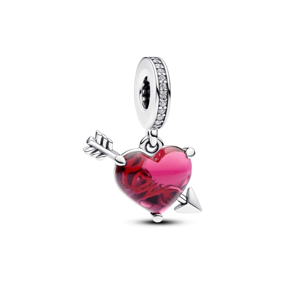 Pandora Moments Red Heart & Arrow Murano Glass Dangle Charme 793085C01