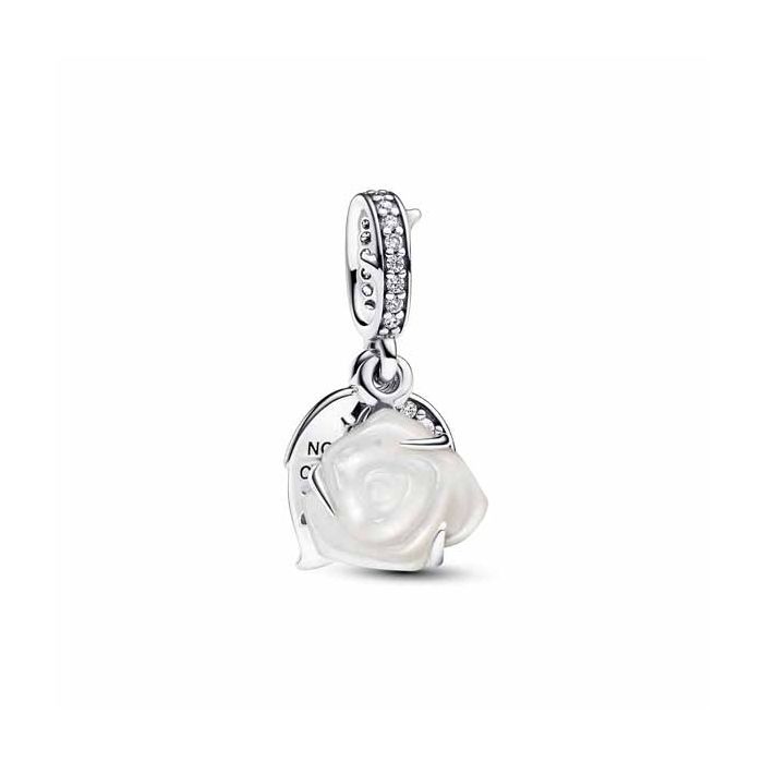 Pandora White Rose in Bloom Double Dangle Charme 793200C01