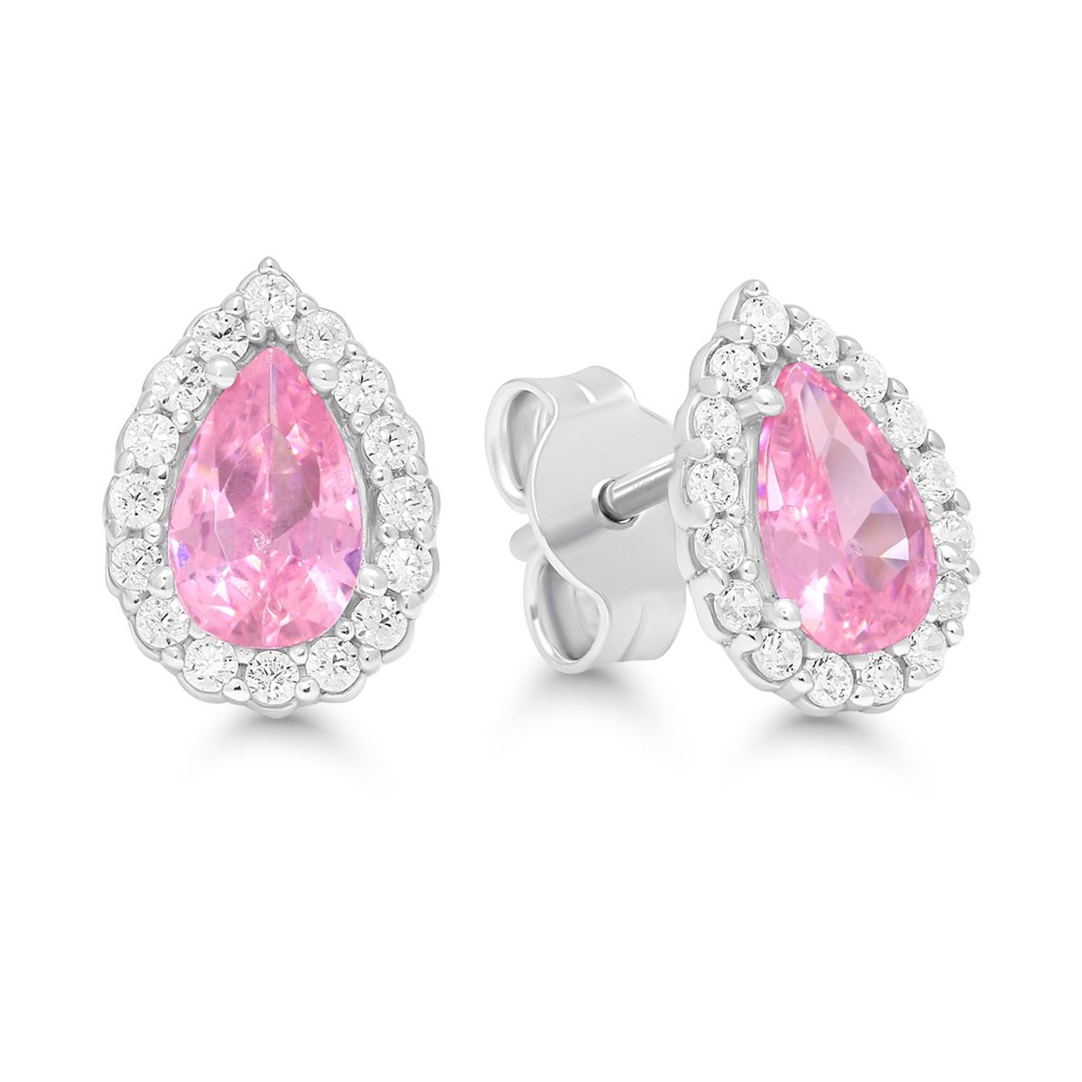 Silver Earrings, Light Pink Drop BOL-E1182Zpink