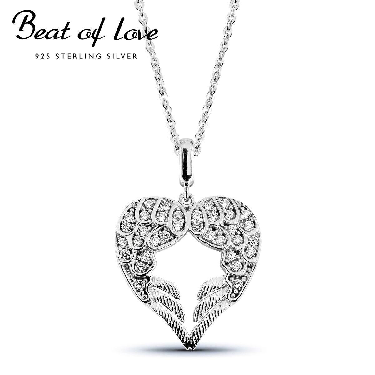 Silver halsband / hjärta och vingar BOL-N0860Z/40-45CM