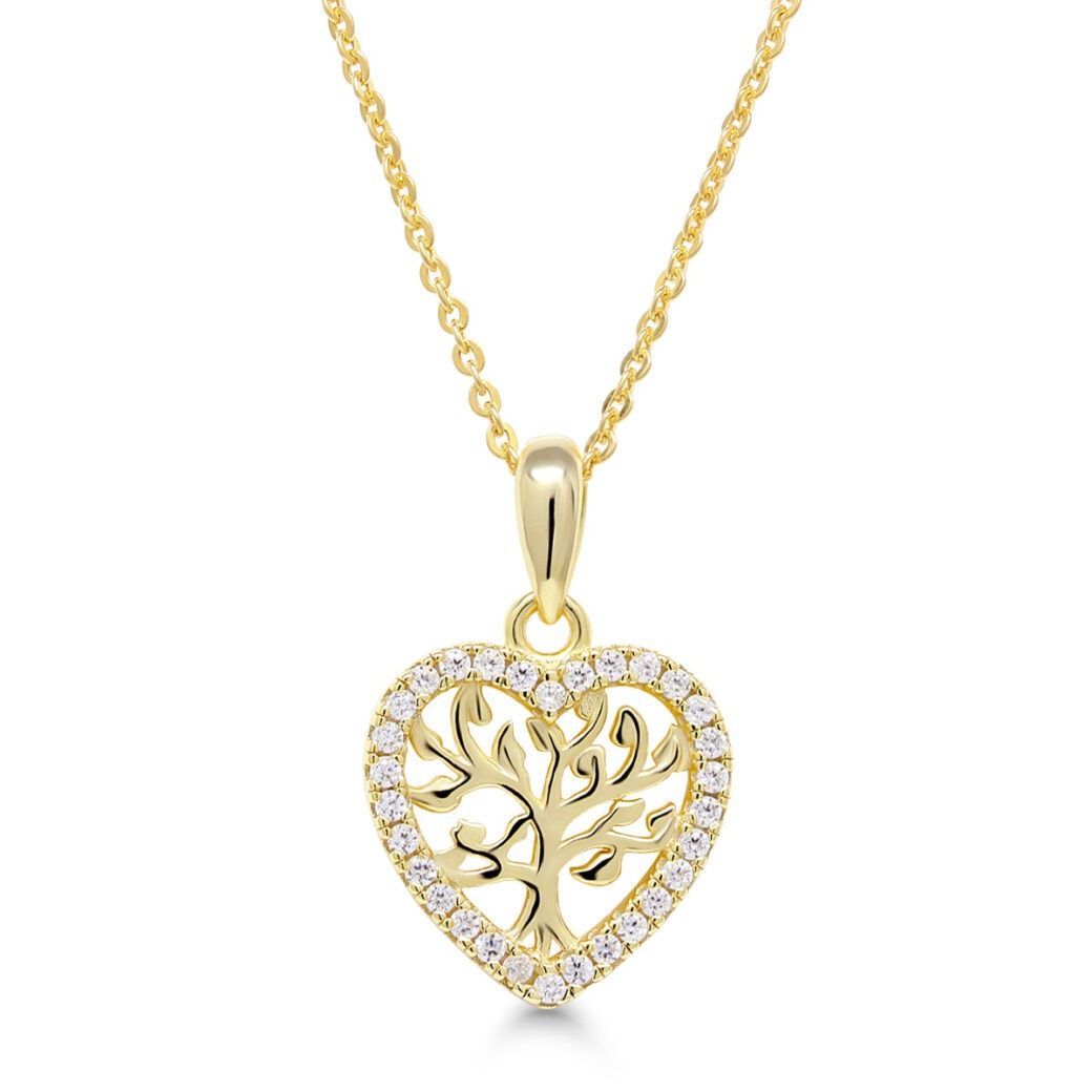 Hopeinen kaulakoru / kullattu elämänpuu BOL-N1903ZGP/40-45CM