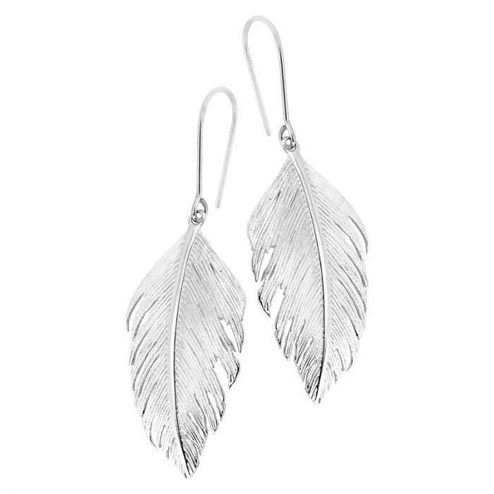 Silver Earrings, feather 40 mm D182761-RH