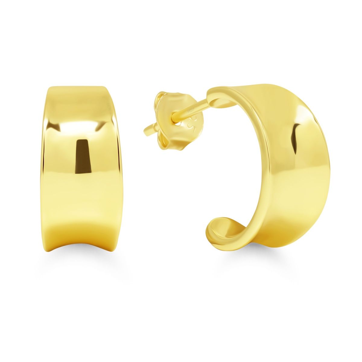 Gold-plated Hoop Earrings, Concave E-24797G