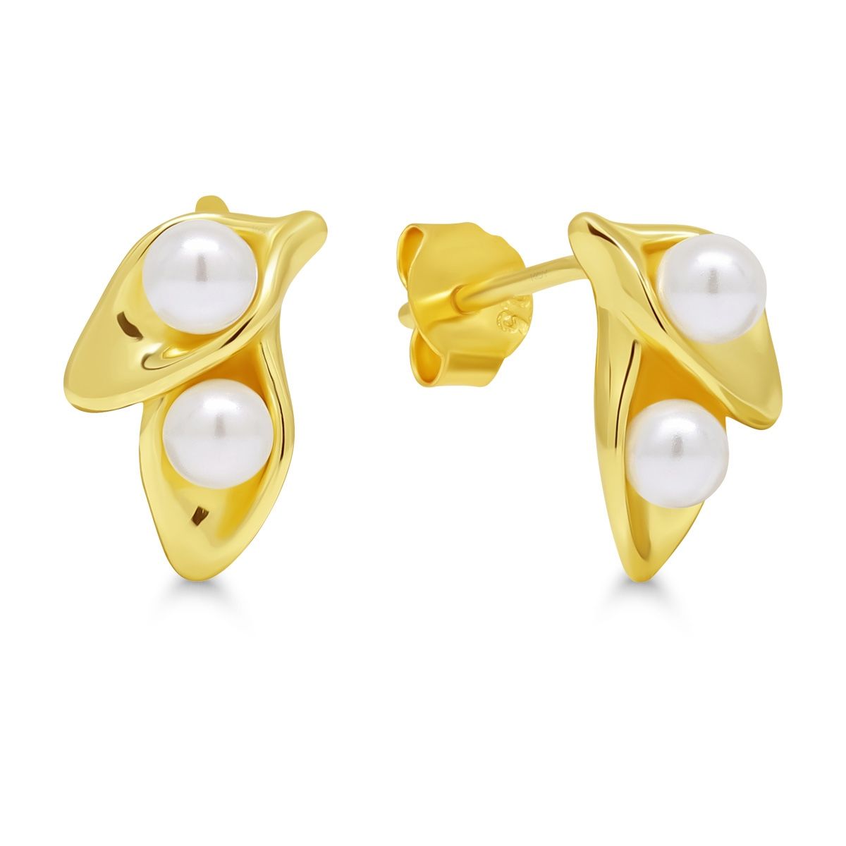 Silver Earrings with Pearls, Gold-plated E-30921PG