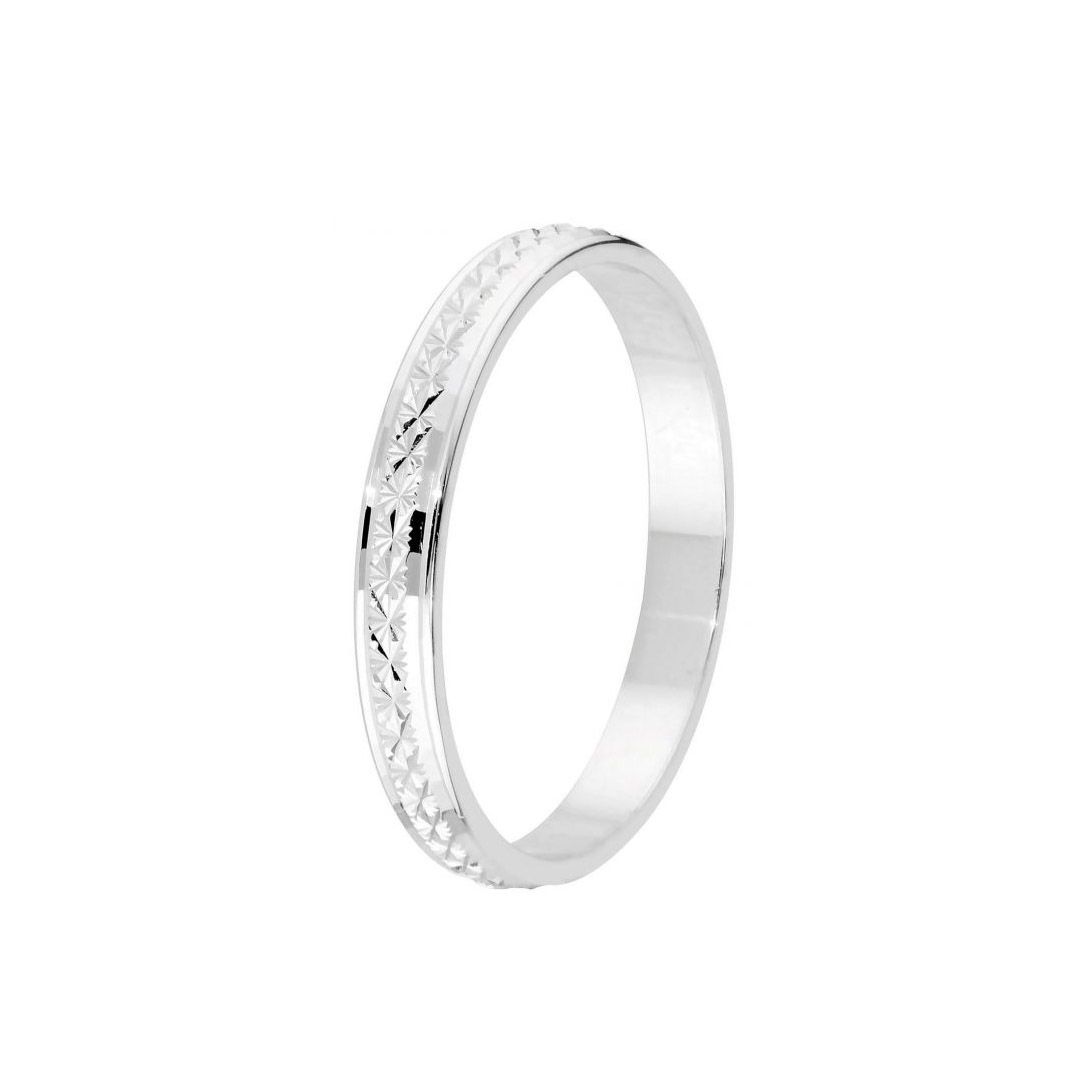 Weißgoldener Diamantschnitt-Ring FD73L2OB9KT
