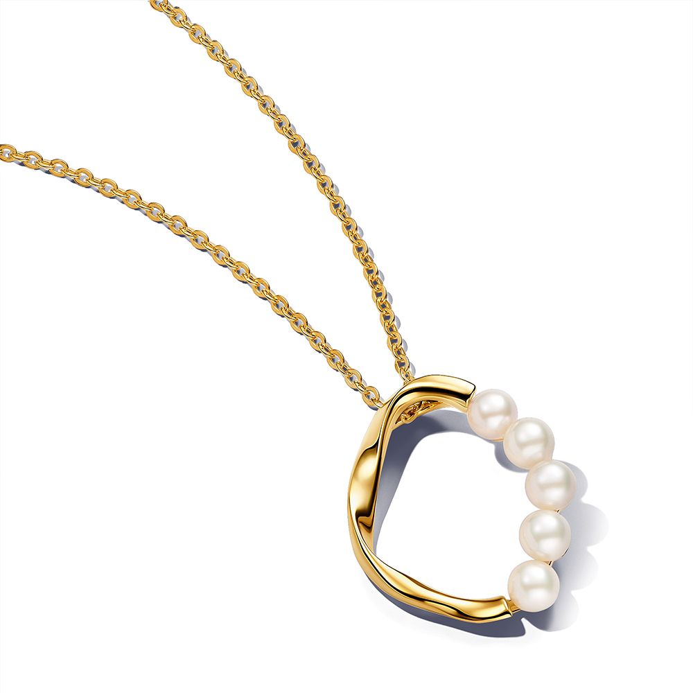 Pandora Organically Shaped Circle & Treated Freshwater Cultured Pearls Halsband 60 cm 363254C01