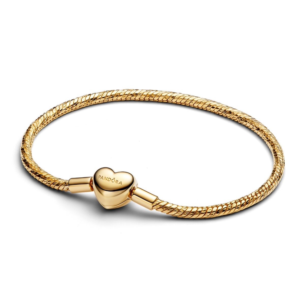 Pandora Heart Clasp Faceted Snake Chain Armband 564236C00