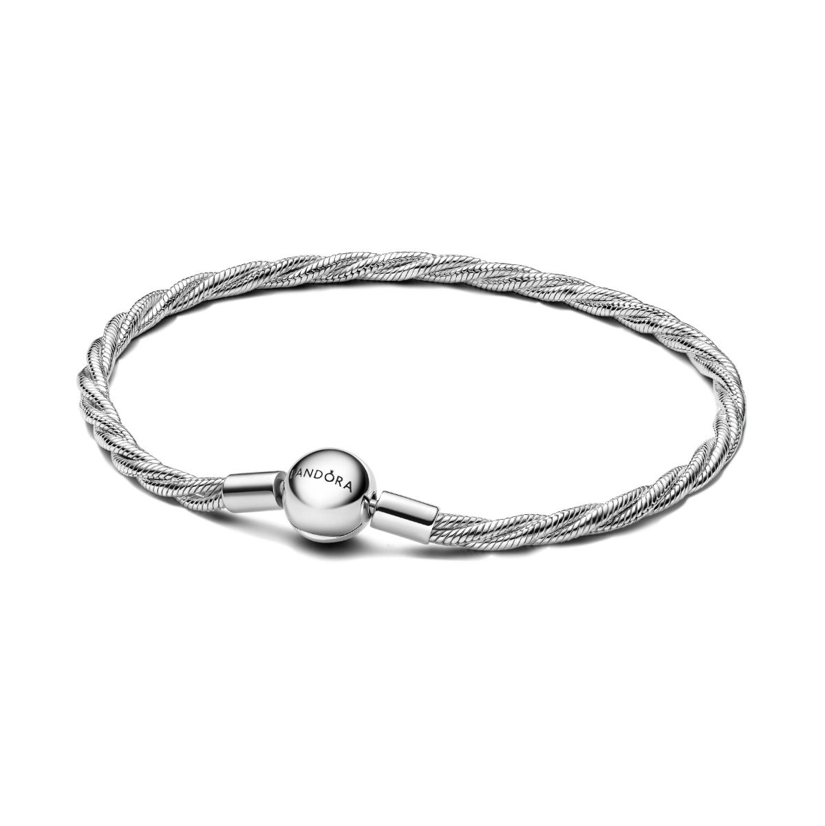 Pandora Round Pandora Clasp Twisted Snake Chain Armband 19 cm 593757C00