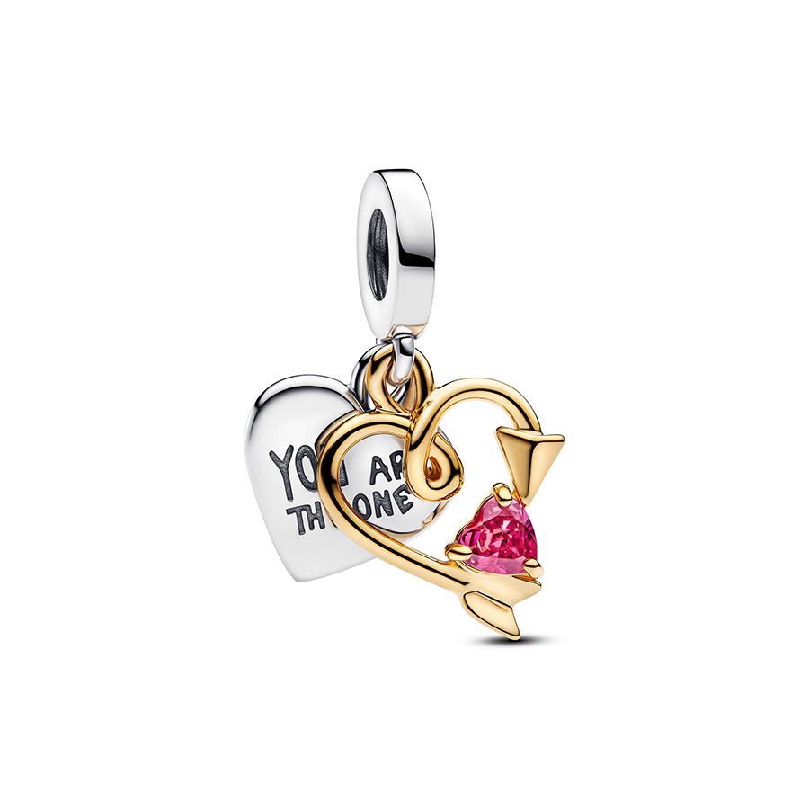 Pandora Engravable Heart & Arrow Double Dangle Charme 763622C01
