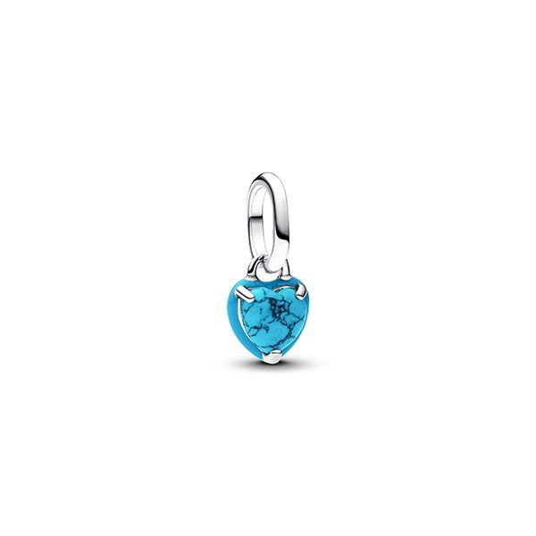 Pandora Turquoise-coloured Heart Mini Dangle Charme 793827C01