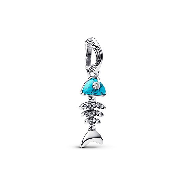 Pandora Turquoise-coloured Fishbone Dangle Charme 793894C01