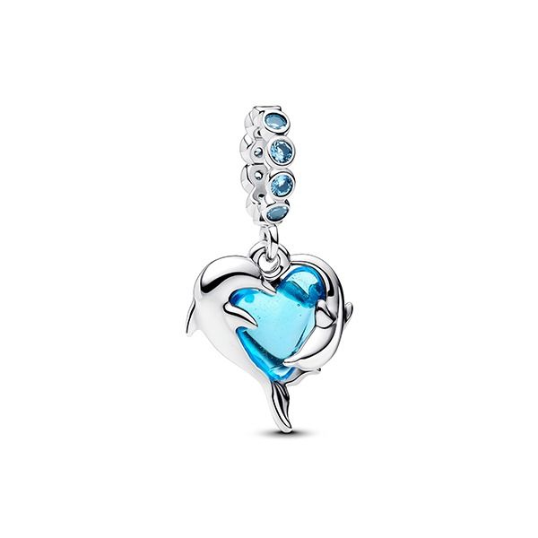 Pandora Blue Murano Glass Dolphins Dangle Charme 793924C01