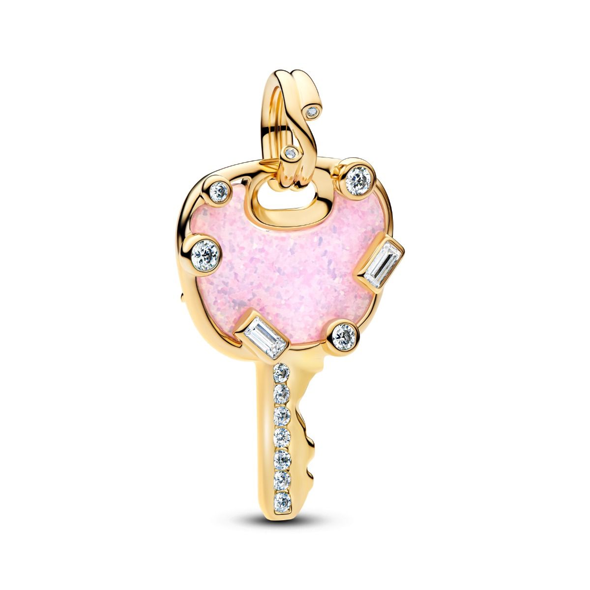 Pandora Opalescent Pink Love Key Large Dangle Charm hela 764349C01