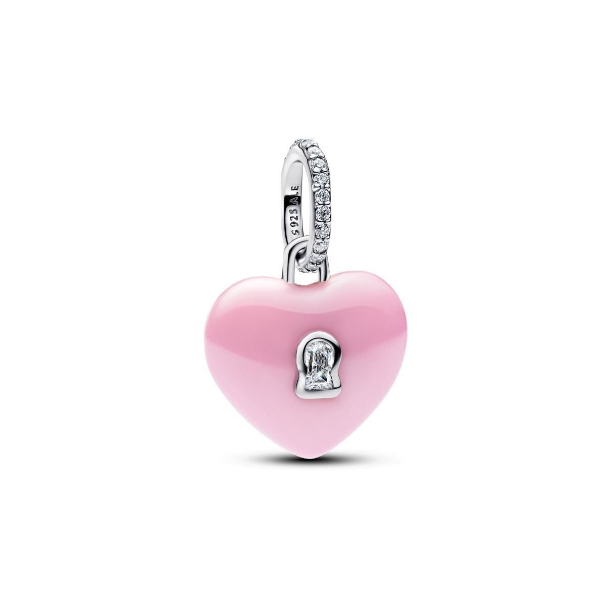 Pandora Pink Ceramic Heart Padlock Dangle Charme 794424C01