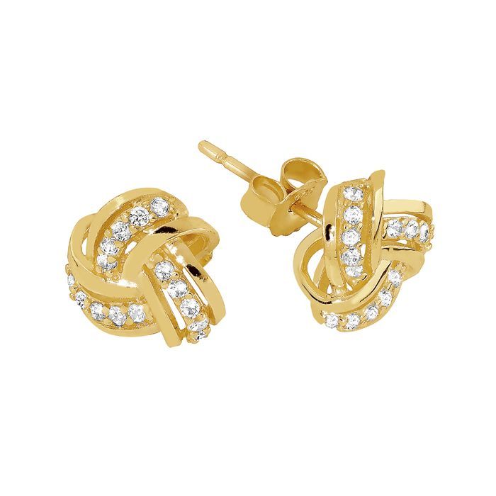Goldene Ohrringe / Knoten JE14385-CZ