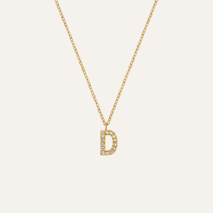 Mockberg Petite Stone Letter, D Halskette MB0074