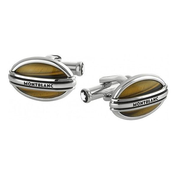 Montblanc Tiger Eye Steel Cufflinks Oval Three Rings  Manschettenknöpfe MB107049