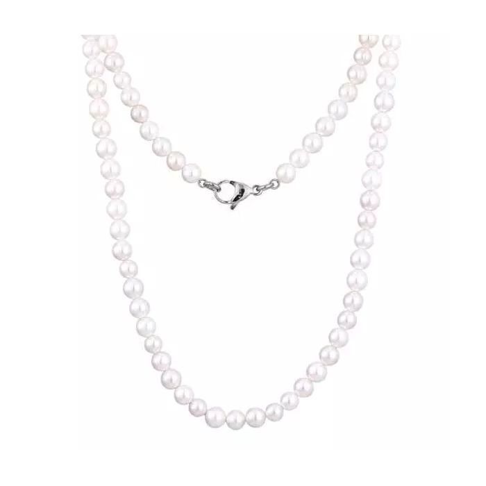 Steel / Pearl Necklace NSS861 SS+WHITE
