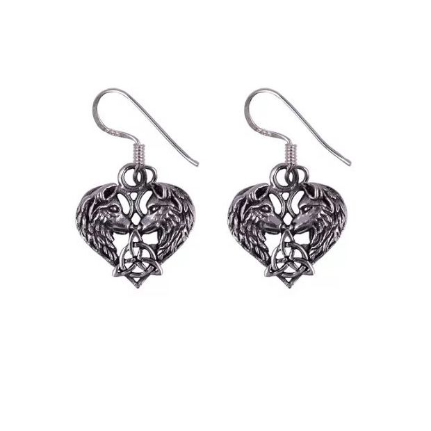 Northern Viking Jewelry Heart Wolf korvakorut NVJKK038
