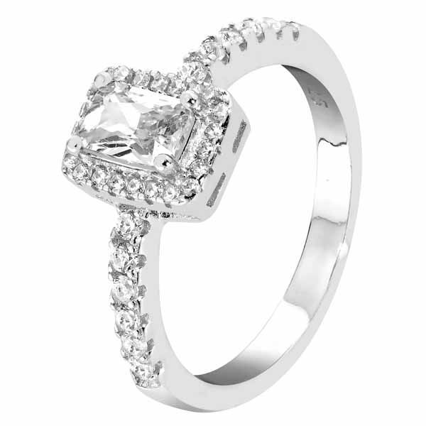 Hopeinen sormus / zirkoniat PSS2116R