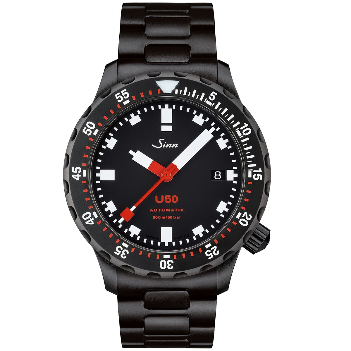 Sinn U50 Diving -rannekello / musta teräs 1050.020