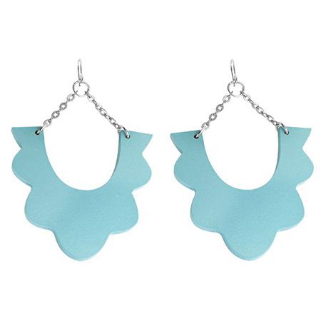 Wood puiset korvakorut 56mm, turkoosi