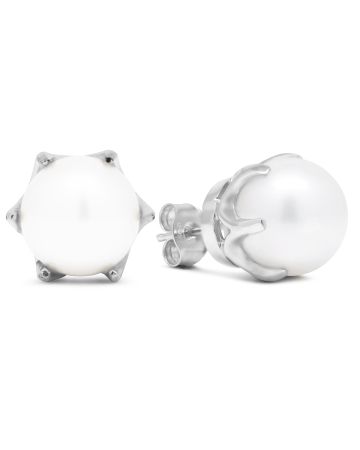 Valkokultaiset helmikorvakorut 10 mm 10310Wvalk-1