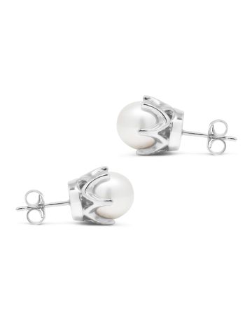 Valkokultaiset helmikorvakorut 7 mm  1037Wvalk-1